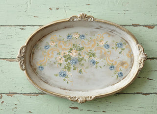 IOD Alfred Peats & Co Paint Inlay Collection Transfer sheets limited Release of vintage wallpaper designs French Blues Yellows Green Floral