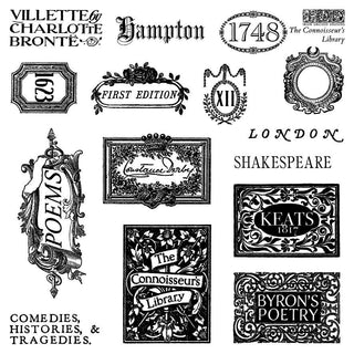 IOD New Summer The Connoisseur's Library Labels 6x6 Stamp Set Scrapbook junk journal  Crafting Mixed Media Projects