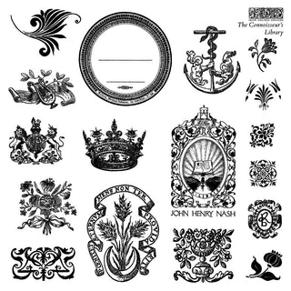 IOD New Summer The Connoisseur's Library Labels 6x6 Stamp Set Scrapbook junk journal  Crafting Mixed Media Projects