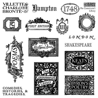 IOD New Summer The Connoisseur's Library Labels 6x6 Stamp Set Scrapbook junk journal  Crafting Mixed Media Projects