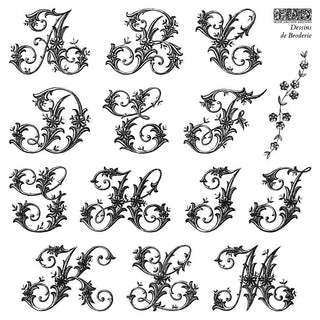 IOD New Summer Dessins de Broderie Alphabet Stamps Summer Vintage Floral Lettering for Crafts Journal and scrapbooking