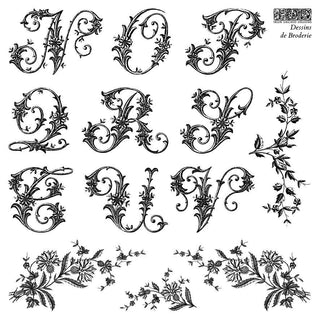 IOD New Summer Dessins de Broderie Alphabet Stamps Summer Vintage Floral Lettering for Crafts Journal and scrapbooking