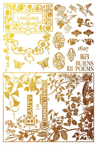 New Summer Gilded Athenaeum IOD Foil Silver & Gold Transfer Mixed Media Craft Art Junk Journal Scrapbooking Transfer