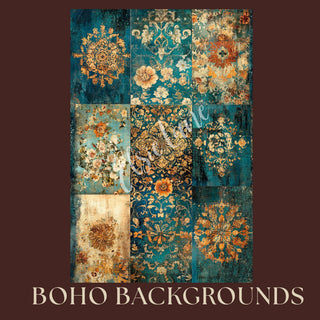 Boho Decoupage Bundle Set 4 Papers A4 SIZE Boho Kantha,Boho Drama, Mosaico, Backgrounds 4 sheets of decoupage sheets