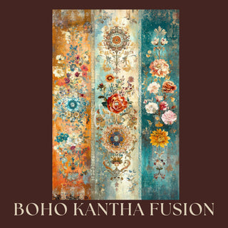 Boho Decoupage Bundle Set 4 Papers A4 SIZE Boho Kantha,Boho Drama, Mosaico, Backgrounds 4 sheets of decoupage sheets