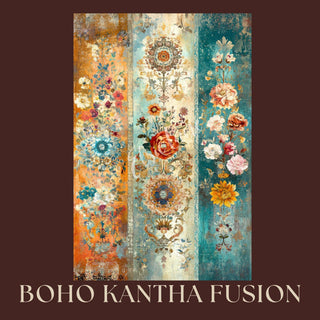 Boho Decoupage Bundle Set 4 Papers A4 SIZE Boho Kantha,Boho Drama, Mosaico, Backgrounds 4 sheets of decoupage sheets