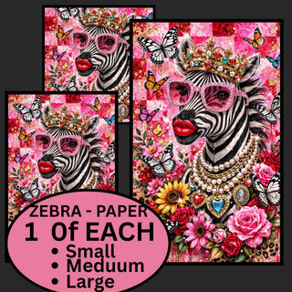 Zebra Paper Bundle Pack of 3 Unapologetic Zebra Bonnie Lynn Elsie Lane Decoupage Paper Small-Medium-Large paper Set 3 sizes