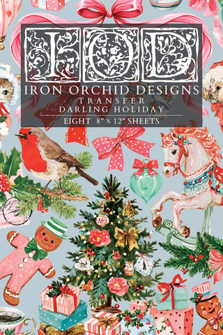IOD DARLING HOLIDAY 2026 Transfer 8x12 Rub On Decal Transfer Furniture Decor Makeovers Junk Journal Project stickers