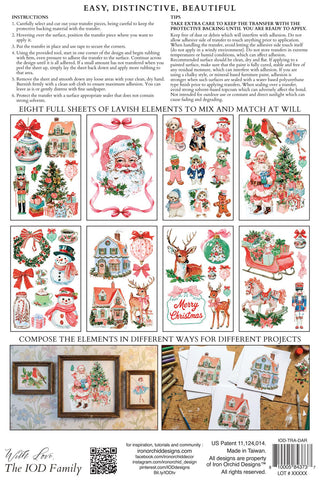 IOD DARLING HOLIDAY 2026 Transfer 8x12 Rub On Decal Transfer Furniture Decor Makeovers Junk Journal Project stickers