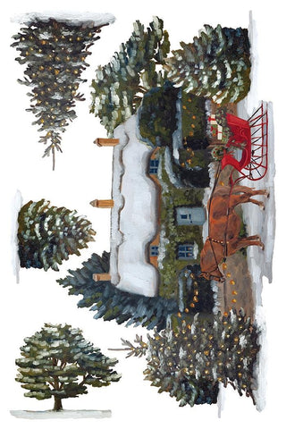 IOD COTSWOLD Christmas 2026 Transfer 8x12 Rub On Decal Transfer Furniture Decor for DIY Furniture Makeovers Junk Journal Project stickers