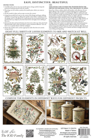 NEW Winter IOD Winter's Calling 2026 Transfer 8x12 Rub On Decal Transfer Furniture Decor Makeovers Junk Journal Project stickers