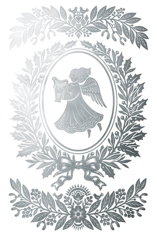 NEW  Winter Angels Sing IOD Foil Transfer: Silver & Gold Rub-On Craft Art (8"x12")