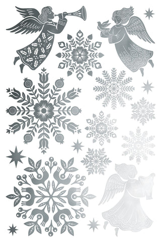 NEW  Winter Angels Sing IOD Foil Transfer: Silver & Gold Rub-On Craft Art (8"x12")