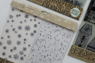 New Winter Flurry 12x12 IOD Stamp 12x12 Snowflakes and snow dots (Clear Stamp) Limited release stamp