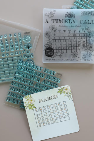 NEW Winter A Timely Tale 6x6 IOD Stamp Iron Orchid Designs  Stamp Set: Vintage Book Labels, Mixed Media Crafting