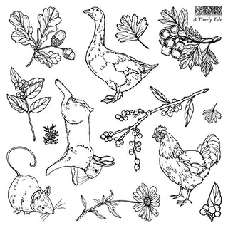 NEW Winter A Timely Tale 6x6 IOD Stamp Iron Orchid Designs  Stamp Set: Vintage Book Labels, Mixed Media Crafting