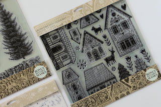 NEW Winter Gingerbread Lane 12x12 French Country birds and flowers Furniture Decor (Clear Stamp)