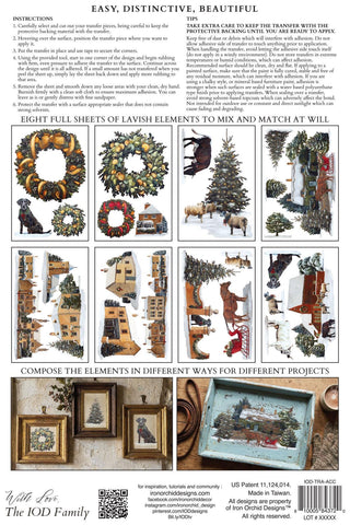 IOD COTSWOLD Christmas 2026 Transfer 8x12 Rub On Decal Transfer Furniture Decor for DIY Furniture Makeovers Junk Journal Project stickers
