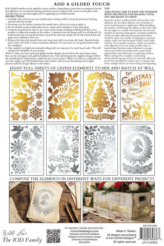 NEW  Winter Angels Sing IOD Foil Transfer: Silver & Gold Rub-On Craft Art (8"x12")