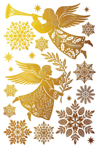 NEW  Winter Angels Sing IOD Foil Transfer: Silver & Gold Rub-On Craft Art (8"x12")