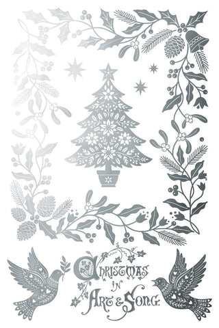 NEW  Winter Angels Sing IOD Foil Transfer: Silver & Gold Rub-On Craft Art (8"x12")