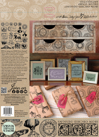 IOD Antiquities stamp packaging back image