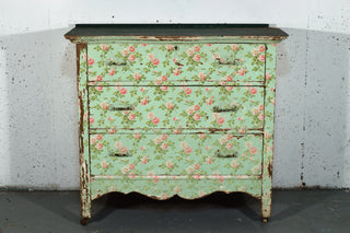 Pint Inlay IOD dresser vintage with Rose Chintz and Annie Sloan Chalk Paints angle of picture is front